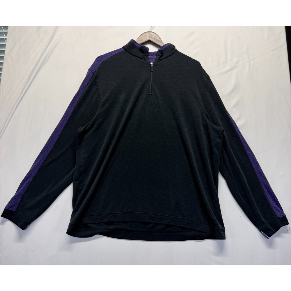 Nicoby Sweatshirt Mens‎ 2XL Black Shoulder Sleeve Panels Mock Neck Quarter Zip